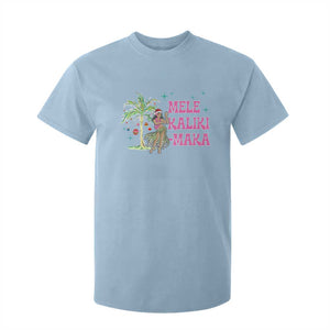 Christmas In Hawaii T Shirt For Kid Mele Kalikimaka Hula Girls Palm Tree TS11 Light Blue Print Your Wear