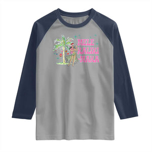 Christmas In Hawaii Raglan Shirt Mele Kalikimaka Hula Girls Palm Tree TS11 Sport Gray Navy Print Your Wear
