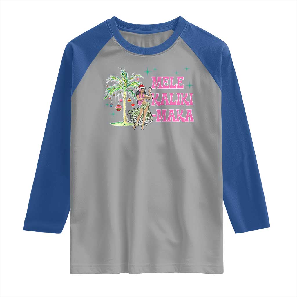 Christmas In Hawaii Raglan Shirt Mele Kalikimaka Hula Girls Palm Tree TS11 Sport Gray Royal Print Your Wear