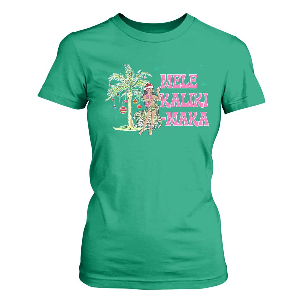 Christmas In Hawaii T Shirt For Women Mele Kalikimaka Hula Girls Palm Tree TS11 Irish Green Print Your Wear