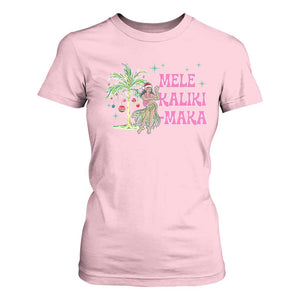 Christmas In Hawaii T Shirt For Women Mele Kalikimaka Hula Girls Palm Tree TS11 Light Pink Print Your Wear