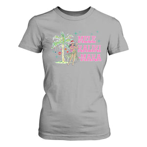 Christmas In Hawaii T Shirt For Women Mele Kalikimaka Hula Girls Palm Tree TS11 Sport Gray Print Your Wear