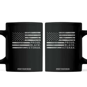 Proud Black Veteran Coffee Mug Veterans Day Proud Vintage American Flag Military TS11 Black Print Your Wear