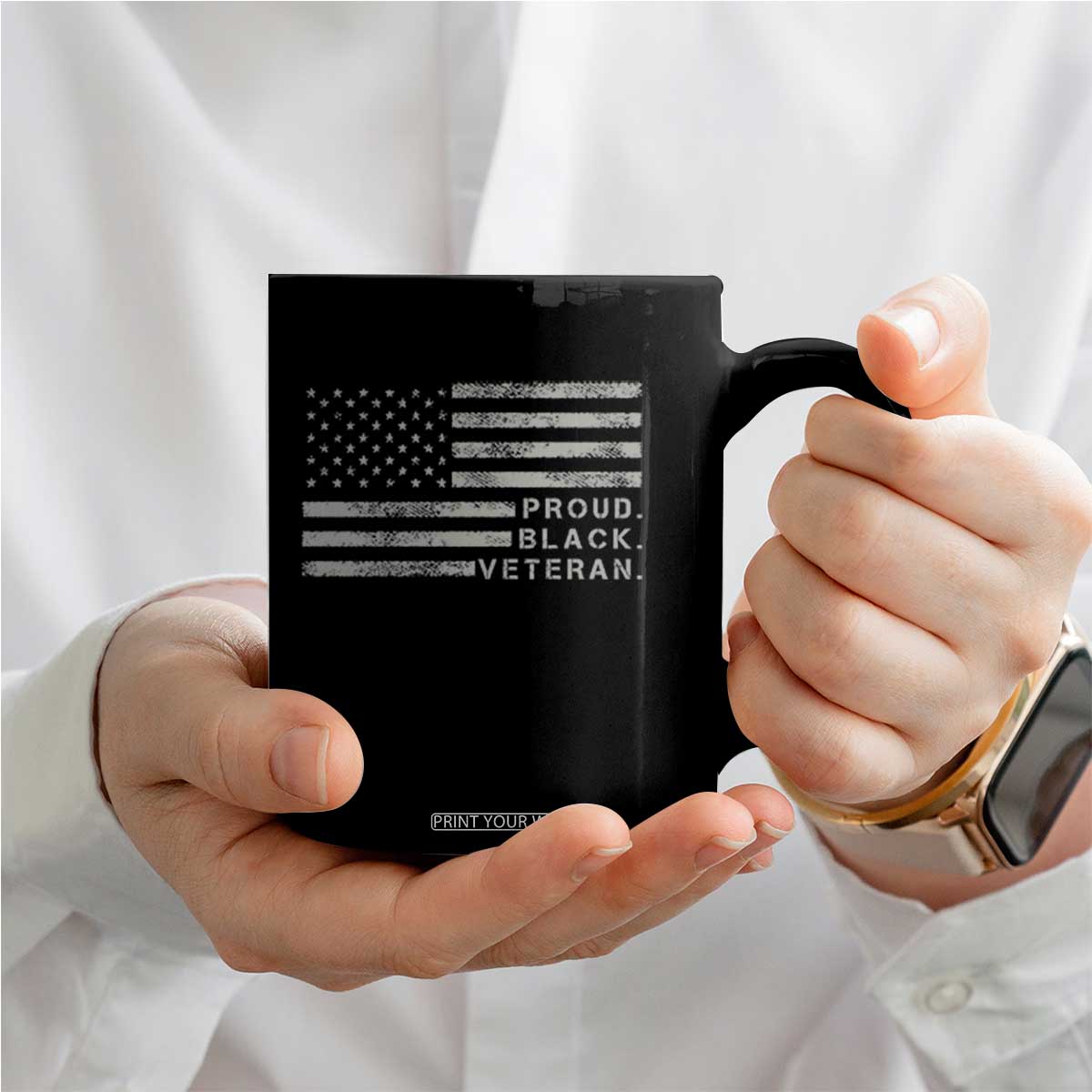 Proud Black Veteran Coffee Mug Veterans Day Proud Vintage American Flag Military TS11 Print Your Wear
