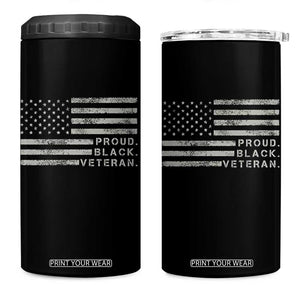 Proud Black Veteran 4 in 1 Can Cooler Tumbler Veterans Day Proud Vintage American Flag Military TS11 One Size: 16 oz Black Print Your Wear