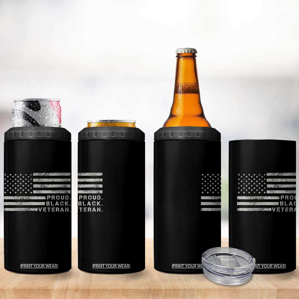 Proud Black Veteran 4 in 1 Can Cooler Tumbler Veterans Day Proud Vintage American Flag Military TS11 Print Your Wear