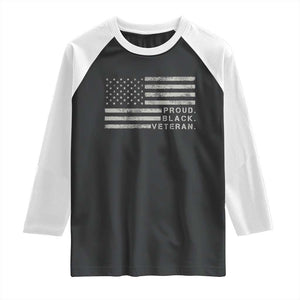 Proud Black Veteran Raglan Shirt Veterans Day Proud Vintage American Flag Military TS11 Black White Print Your Wear