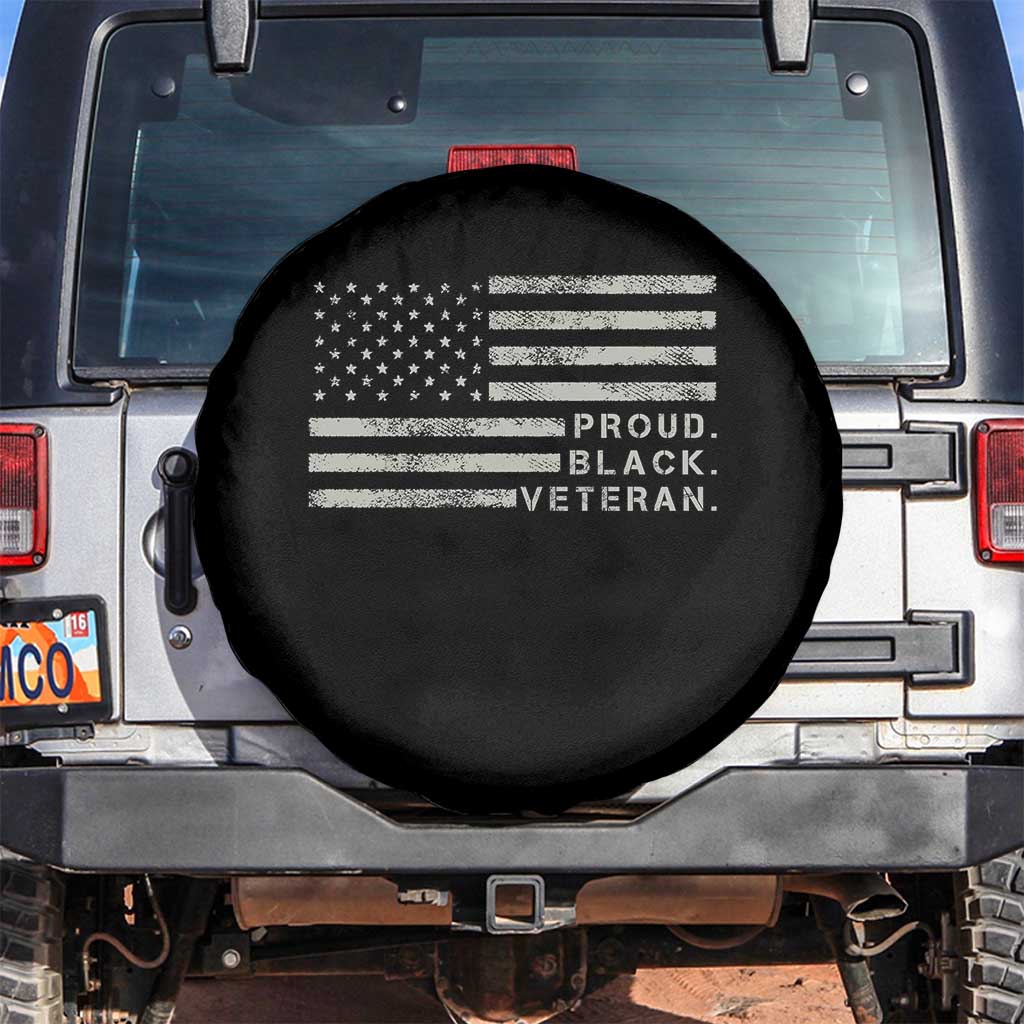 Proud Black Veteran Spare Tire Cover Veterans Day Proud Vintage American Flag Military TS11 No hole Black Print Your Wear