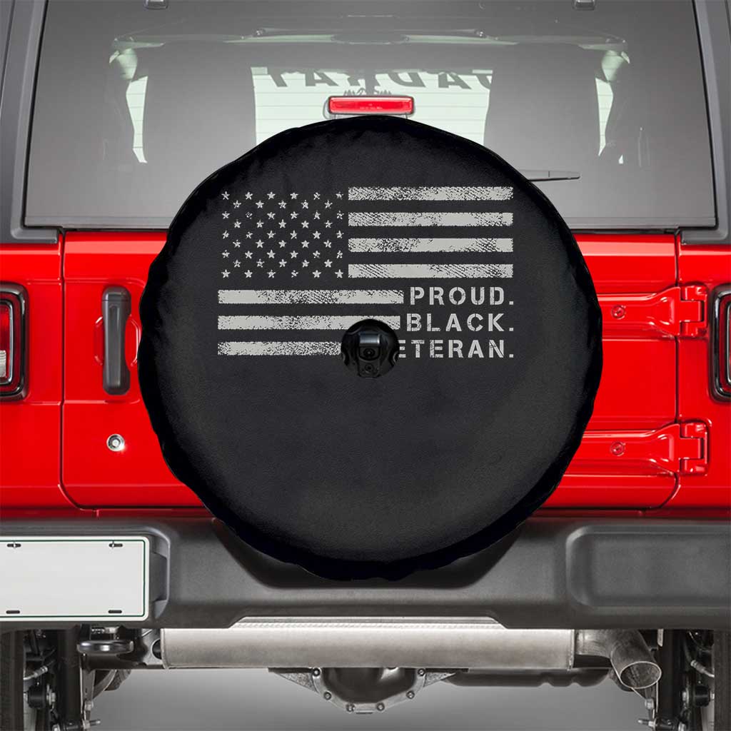 Proud Black Veteran Spare Tire Cover Veterans Day Proud Vintage American Flag Military TS11 Black Print Your Wear