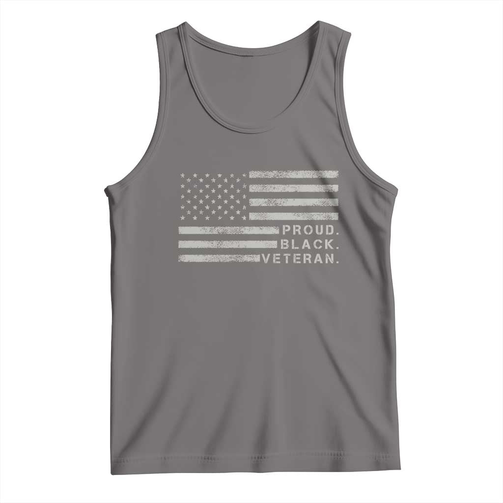 Proud Black Veteran Tank Top Veterans Day Proud Vintage American Flag Military TS11 Deep Heather Print Your Wear