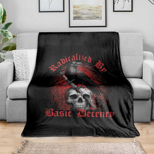Radicalized By Basic Decency Throw Blanket Vintage Gothic Victorian Crow Skull TS11 Print Your Wear