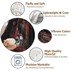 Radicalized By Basic Decency Throw Blanket Vintage Gothic Victorian Crow Skull TS11 Print Your Wear