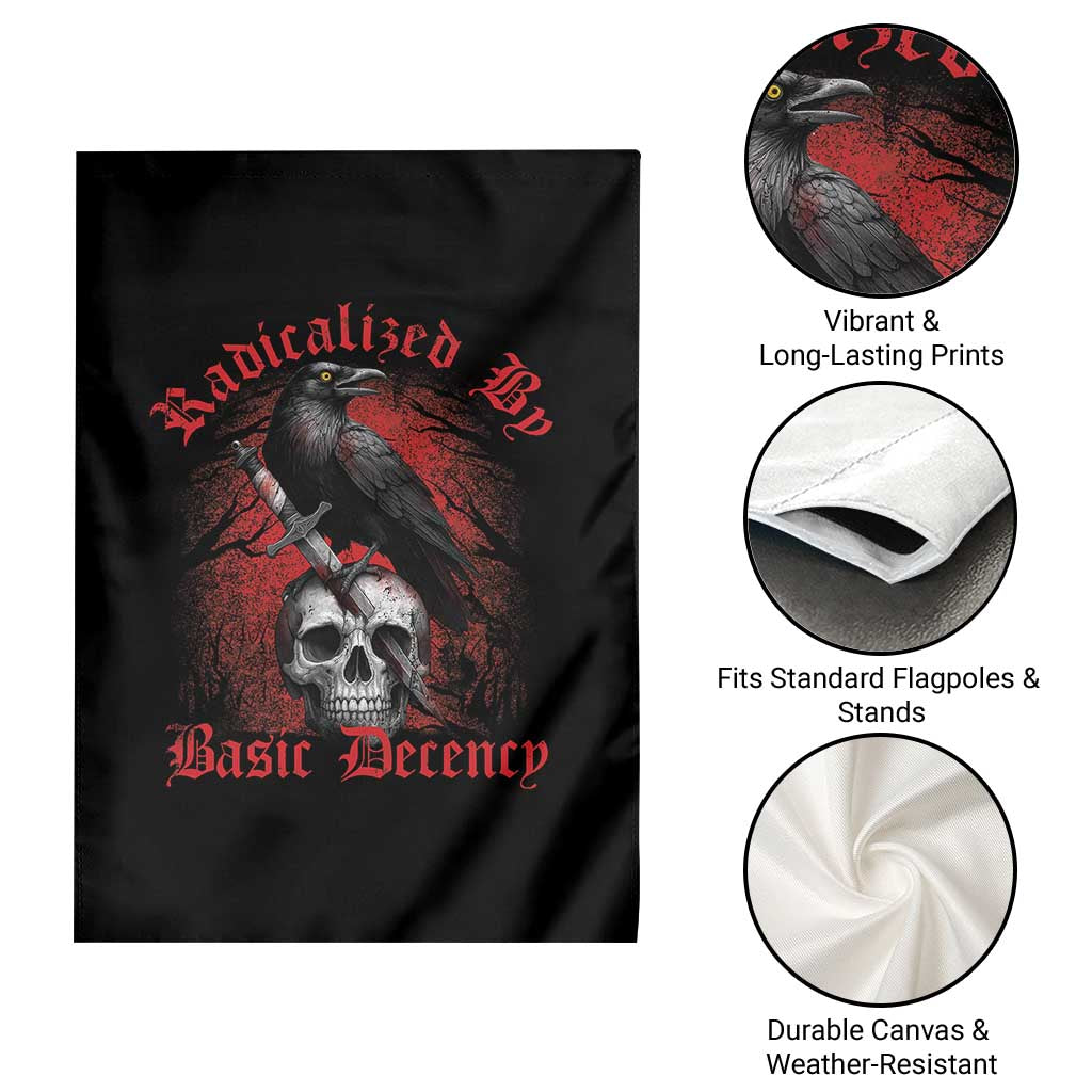 Radicalized By Basic Decency Garden Flag Vintage Gothic Victorian Crow Skull TS11 Print Your Wear
