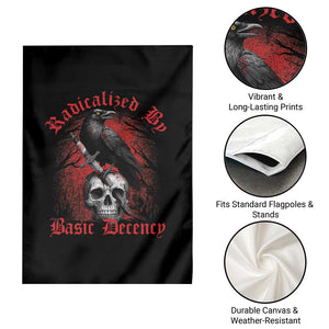Radicalized By Basic Decency Garden Flag Vintage Gothic Victorian Crow Skull TS11 Print Your Wear