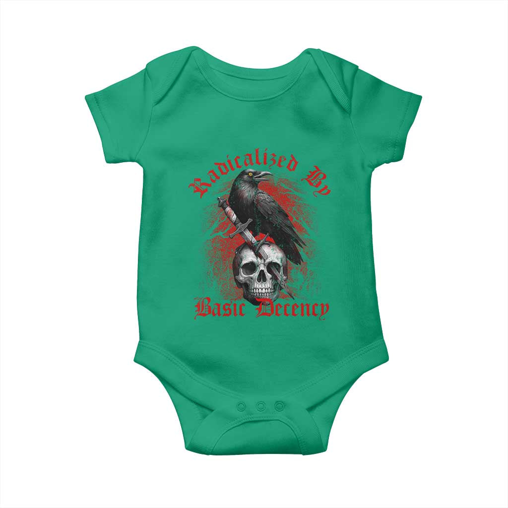 Radicalized By Basic Decency Baby Onesie Vintage Gothic Victorian Crow Skull TS11 Irish Green Print Your Wear