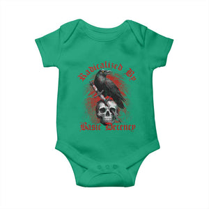 Radicalized By Basic Decency Baby Onesie Vintage Gothic Victorian Crow Skull - Print Your Wear