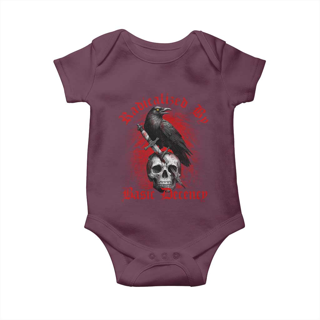Radicalized By Basic Decency Baby Onesie Vintage Gothic Victorian Crow Skull TS11 Maroon Print Your Wear