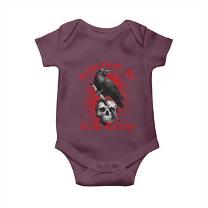 Radicalized By Basic Decency Baby Onesie Vintage Gothic Victorian Crow Skull TS11 Maroon Print Your Wear
