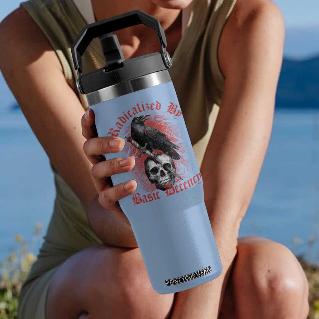 Radicalized By Basic Decency Flip Straw Tumbler Vintage Gothic Victorian Crow Skull TS11 One Size: 30 oz Light Blue Print Your Wear