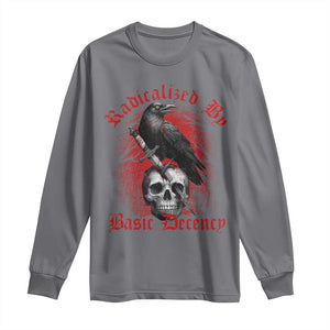 Radicalized By Basic Decency Long Sleeve Shirt Vintage Gothic Victorian Crow Skull - Print Your Wear