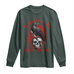 Radicalized By Basic Decency Long Sleeve Shirt Vintage Gothic Victorian Crow Skull - Print Your Wear