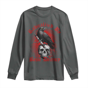 Radicalized By Basic Decency Long Sleeve Shirt Vintage Gothic Victorian Crow Skull - Print Your Wear