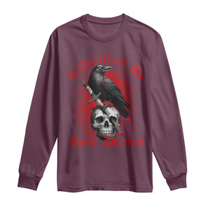 Radicalized By Basic Decency Long Sleeve Shirt Vintage Gothic Victorian Crow Skull - Print Your Wear