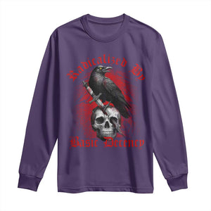 Radicalized By Basic Decency Long Sleeve Shirt Vintage Gothic Victorian Crow Skull - Print Your Wear