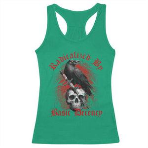 Radicalized By Basic Decency Racerback Tank Top Vintage Gothic Victorian Crow Skull - Print Your Wear