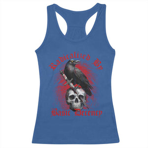 Radicalized By Basic Decency Racerback Tank Top Vintage Gothic Victorian Crow Skull - Print Your Wear