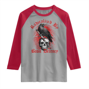 Radicalized By Basic Decency Raglan Shirt Vintage Gothic Victorian Crow Skull - Print Your Wear