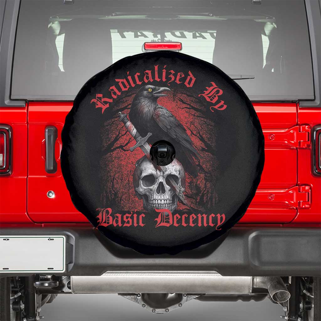 Radicalized By Basic Decency Spare Tire Cover Vintage Gothic Victorian Crow Skull TS11 Black Print Your Wear