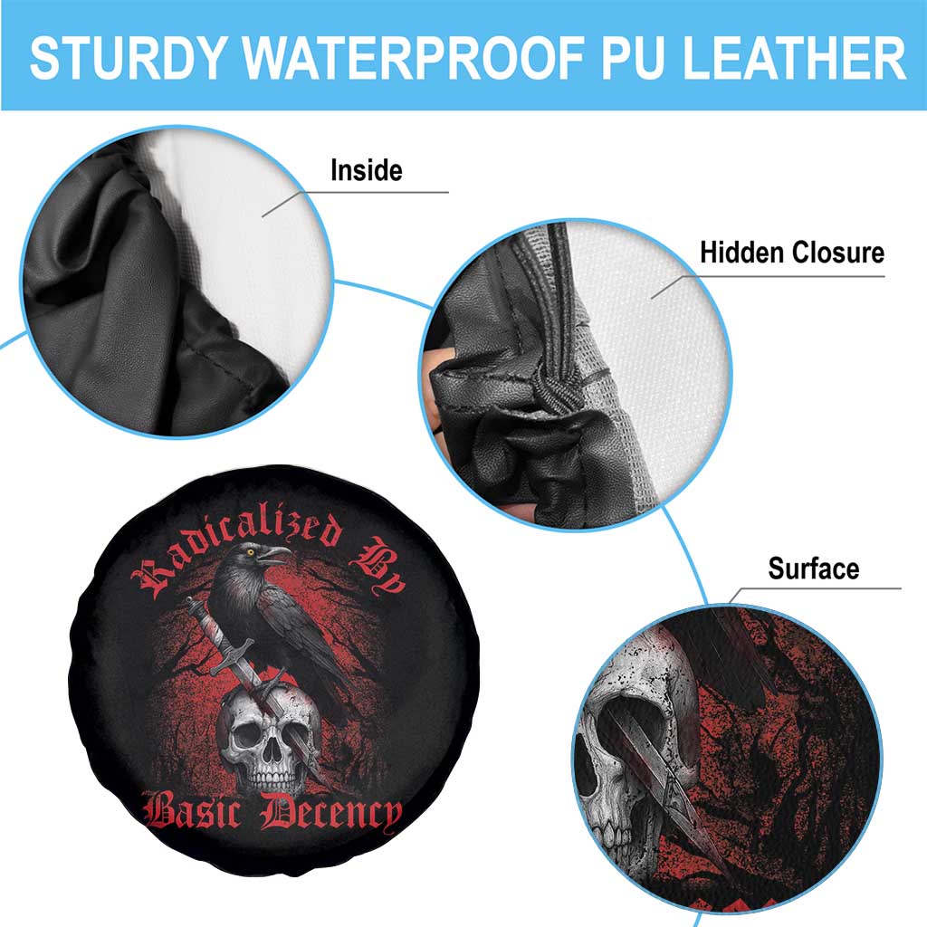 Radicalized By Basic Decency Spare Tire Cover Vintage Gothic Victorian Crow Skull TS11 Print Your Wear