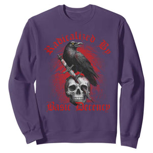 Radicalized By Basic Decency Sweatshirt Vintage Gothic Victorian Crow Skull - Print Your Wear