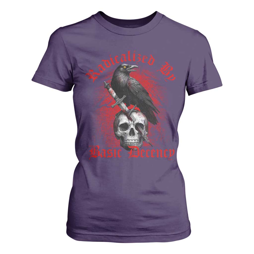 Radicalized By Basic Decency T Shirt For Women Vintage Gothic Victorian Crow Skull TS11 Purple Print Your Wear