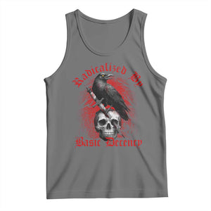Radicalized By Basic Decency Tank Top Vintage Gothic Victorian Crow Skull TS11 Black Heather Print Your Wear