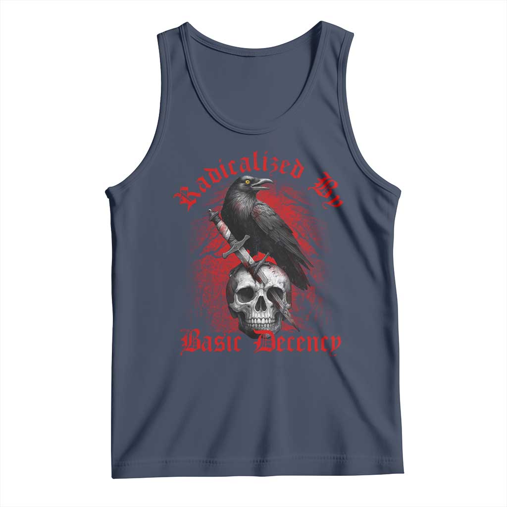 Radicalized By Basic Decency Tank Top Vintage Gothic Victorian Crow Skull TS11 Navy Print Your Wear