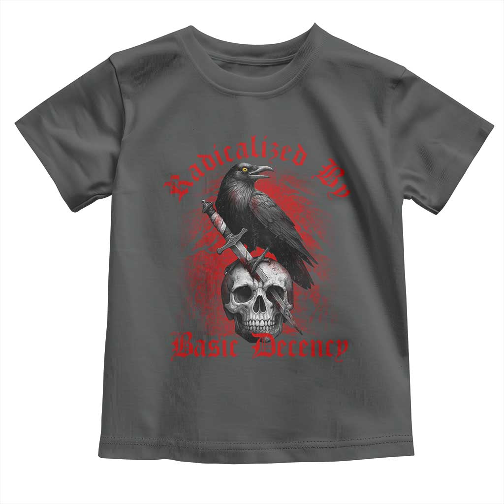 Radicalized By Basic Decency Toddler T Shirt Vintage Gothic Victorian Crow Skull TS11 Dark Heather Print Your Wear