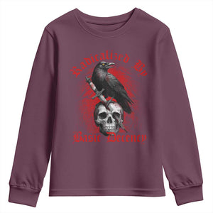 Radicalized By Basic Decency Youth Sweatshirt Vintage Gothic Victorian Crow Skull - Print Your Wear