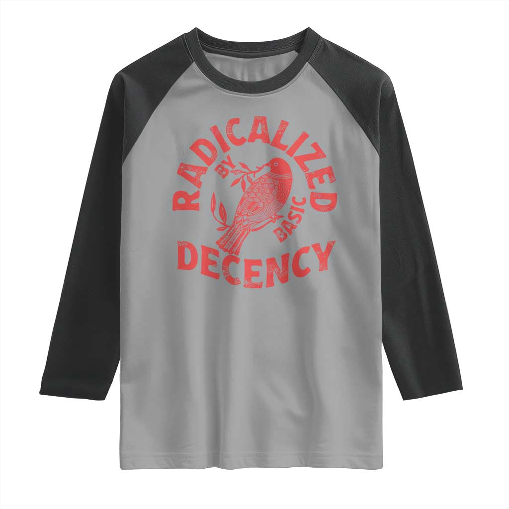 Radicalized By Basic Decency Raglan Shirt Feminist Activist TS11 Sport Gray Black Print Your Wear