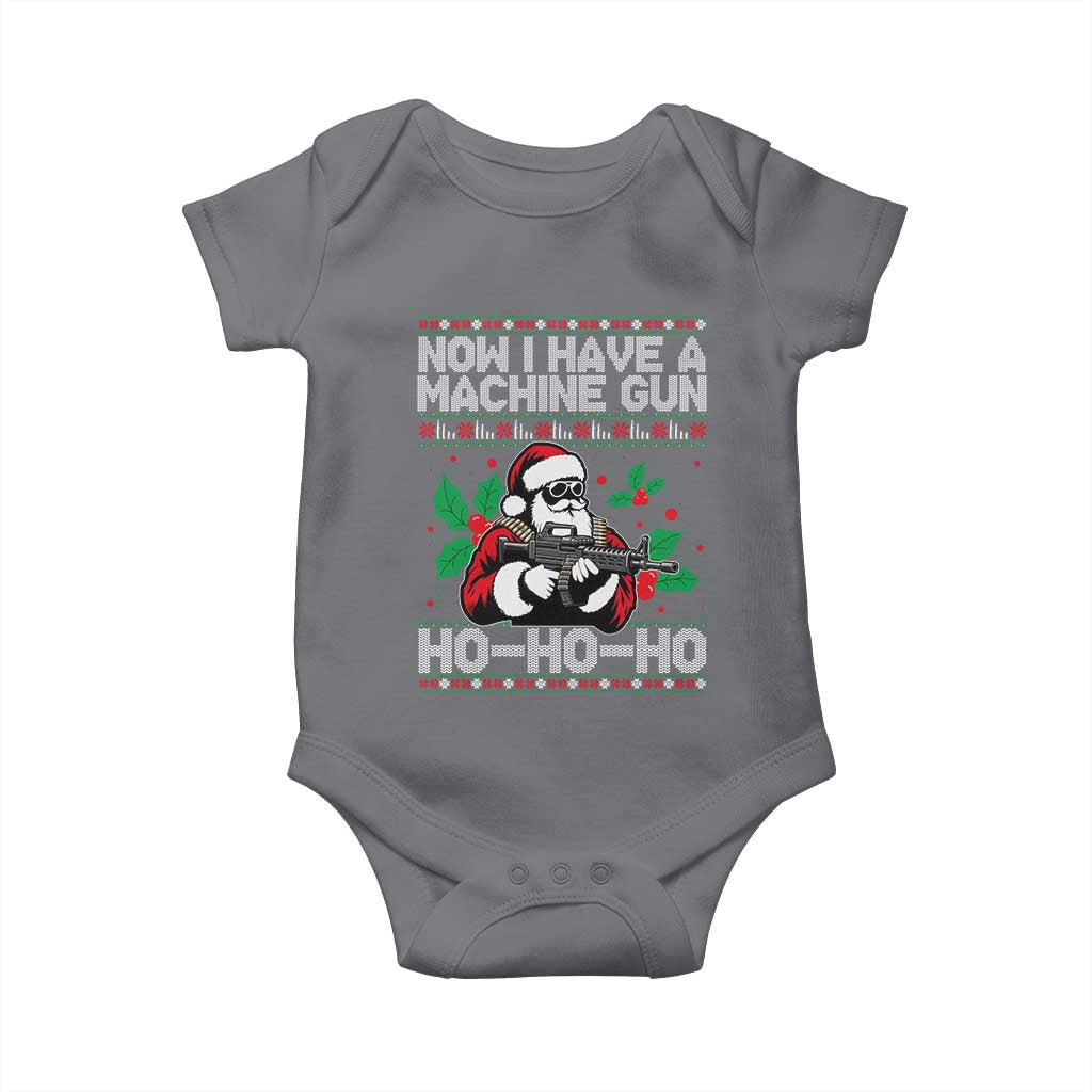 Funny Christmas 80's Die Movie Baby Onesie Now I Have A Machine Gun Ho Ho Ho Gun Lover TS11 Charcoal Print Your Wear