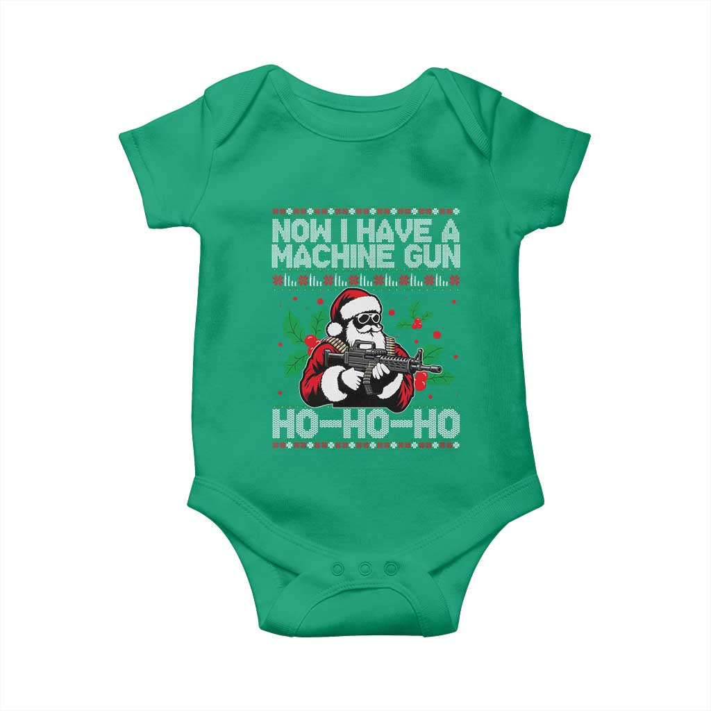 Funny Christmas 80's Die Movie Baby Onesie Now I Have A Machine Gun Ho Ho Ho Gun Lover TS11 Irish Green Print Your Wear