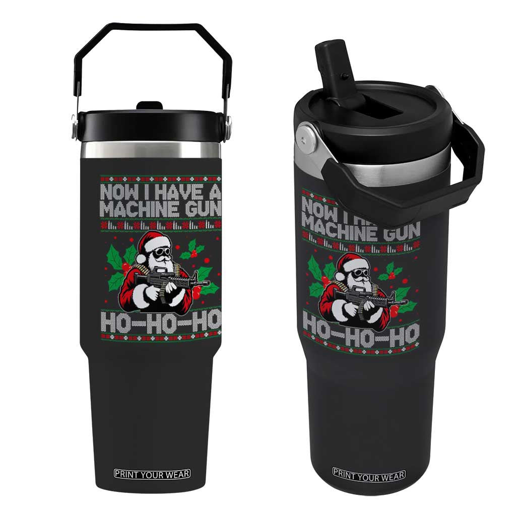 Funny Christmas 80's Die Movie Flip Straw Tumbler Now I Have A Machine Gun Ho Ho Ho Gun Lover TS11 One Size: 30 oz Black Print Your Wear