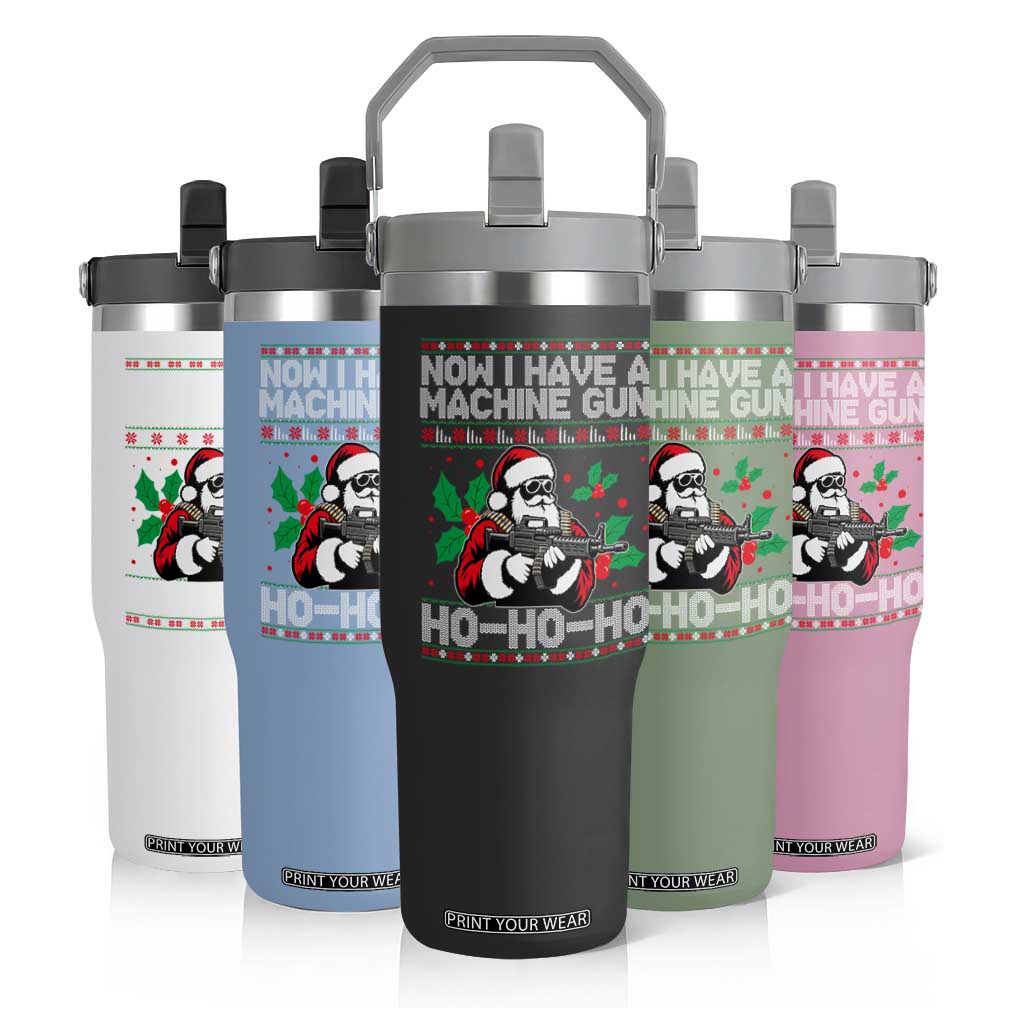 Funny Christmas 80's Die Movie Flip Straw Tumbler Now I Have A Machine Gun Ho Ho Ho Gun Lover TS11 Print Your Wear
