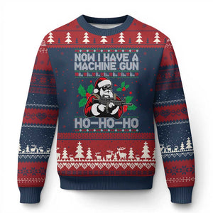 Funny Christmas 80's Die Movie Ugly Christmas Sweater Now I Have A Machine Gun Ho Ho Ho Gun Lover TS11 Navy Red Print Your Wear