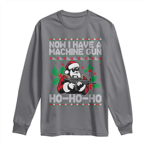 Funny Christmas 80's Die Movie Long Sleeve Shirt Now I Have A Machine Gun Ho Ho Ho Gun Lover TS11 Charcoal Print Your Wear
