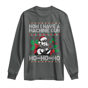 Funny Christmas 80's Die Movie Long Sleeve Shirt Now I Have A Machine Gun Ho Ho Ho Gun Lover TS11 Dark Heather Print Your Wear