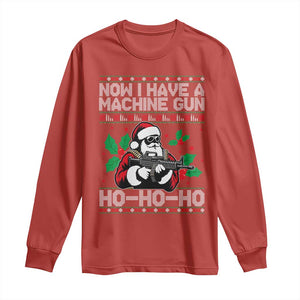 Funny Christmas 80's Die Movie Long Sleeve Shirt Now I Have A Machine Gun Ho Ho Ho Gun Lover TS11 Red Print Your Wear