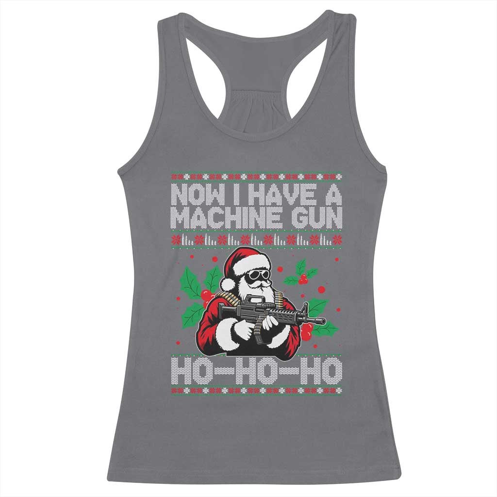 Funny Christmas 80's Die Movie Racerback Tank Top Now I Have A Machine Gun Ho Ho Ho Gun Lover TS11 Charcoal Print Your Wear
