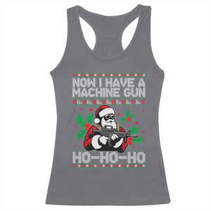 Funny Christmas 80's Die Movie Racerback Tank Top Now I Have A Machine Gun Ho Ho Ho Gun Lover TS11 Charcoal Print Your Wear